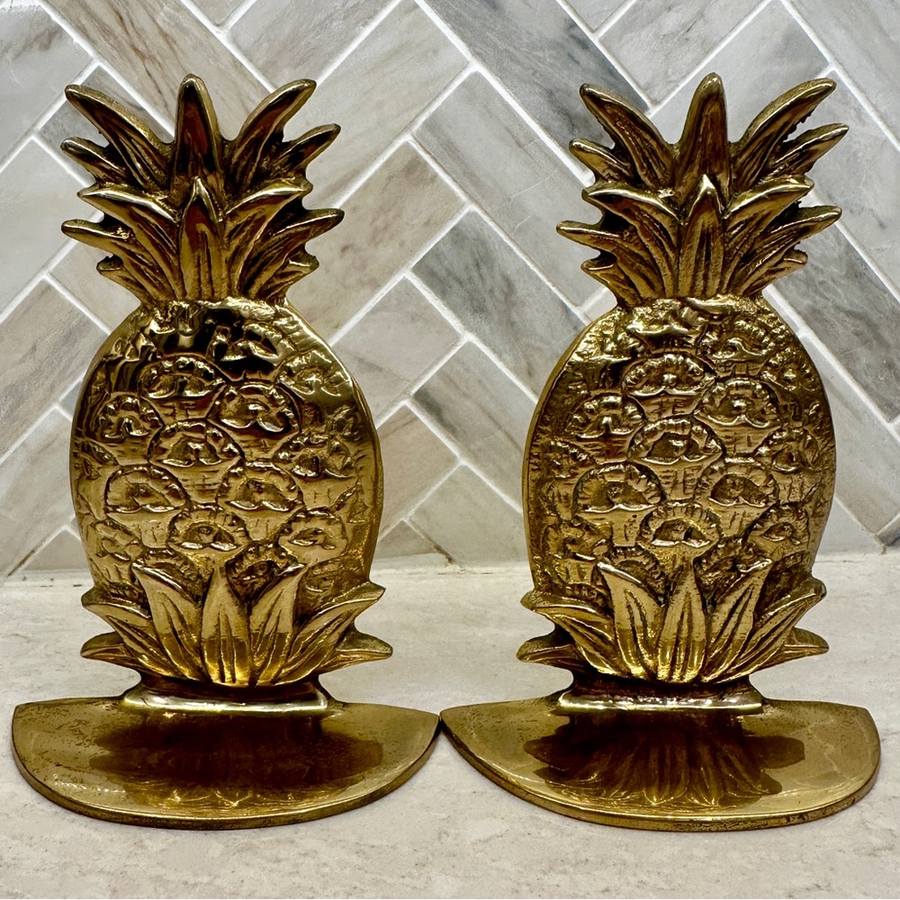 Brass Pineapple Bookends